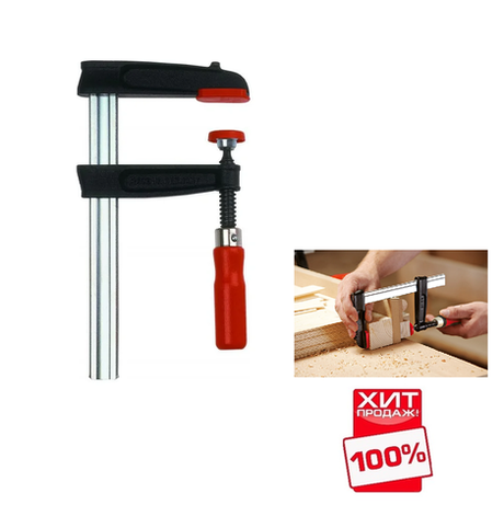 ХИТ! Струбцина чугунная BESSEY 600 / 120 мм, 5.5 кН деревянная ручка BE-TPN60S12BE