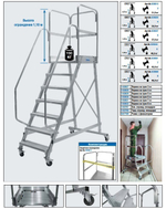 Новинка! Лестница алюминиевая передвижная с платформой односторонняя KRAUSE CORDA 6 ступени 820044