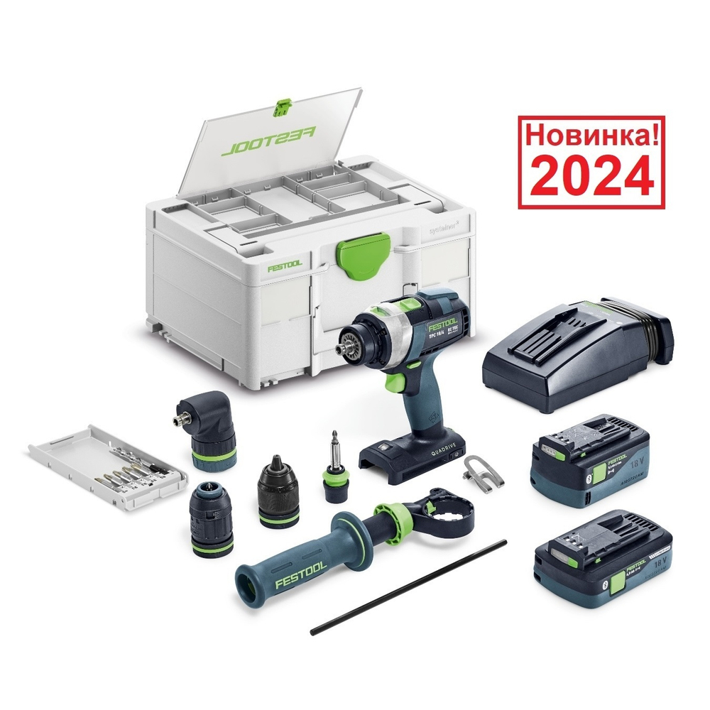 Аккумуляторная ударная дрель - шуруповёрт QUADRIVE TPC 18/4 5,0 / 4,0 I-Set / XL FESTOOL 577622