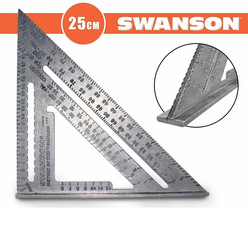 ВМЕСТЕ ВЫГОДНО ХИТ! Комплект Swanson Угольник метрический для плотника Speed Square 250 мм с ЧЕРНОЙ разметкой и Пила японская Kataba SpeedSaw 265 мм ZetSaw Swanson RU202-BLK-3-AM