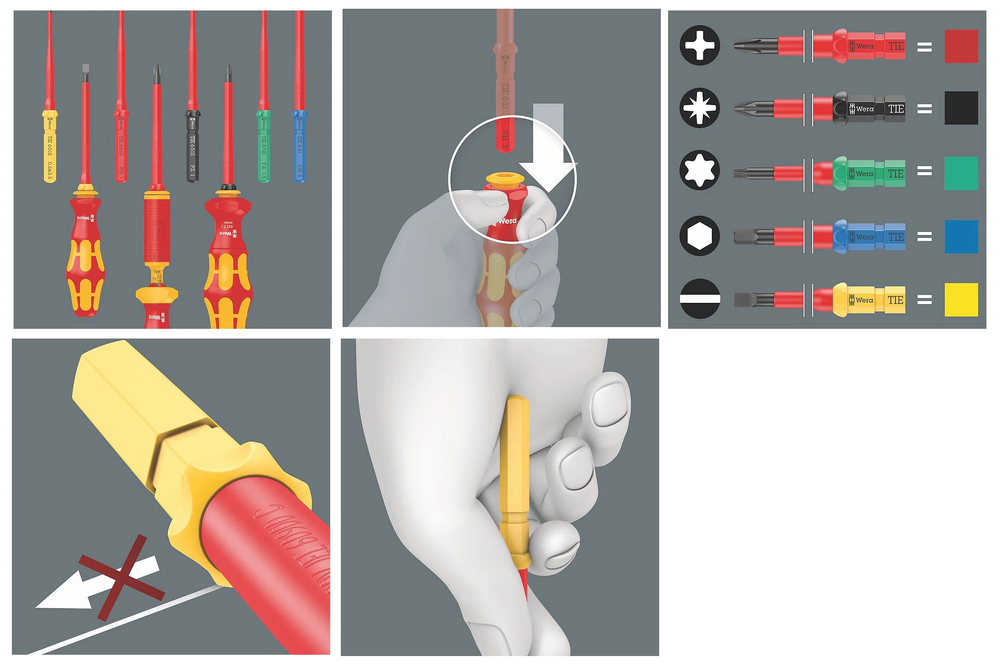 АКЦИЯ 2026! Набор насадок с отвёрткой - битодержателем 7 предметов WERA Kraftform Kompakt VDE 7 Universal 1 Tool Finder. 1 ручка-держатель 817 VDE Kraftform и 6 сменных отвёрток VDE с идентификатором инструментов, в поясной сумке WE-006600