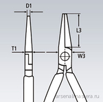 Круглогубцы 140 мм, губки d 2.5 x 28 мм, хром, 2-комп ручки 22 05 140 KNIPEX KN-2205140