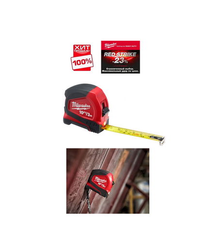 АКЦИЯ RED STRIKE -23% ХИТ! Рулетка длина 3 м ширина 12 мм с LED подсветкой и магнитом в корпусе MILWAUKEE 48226602