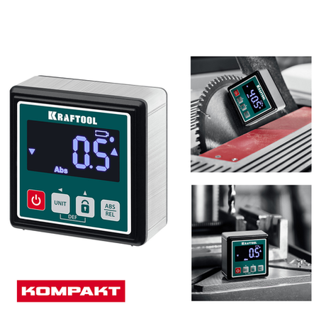 Новинка! Электронный уровень - уклономер магнитный KRAFTOOL KOMPAKT 4 х 90 С, 0 - 360 град, точность 0,1 гр. 34687