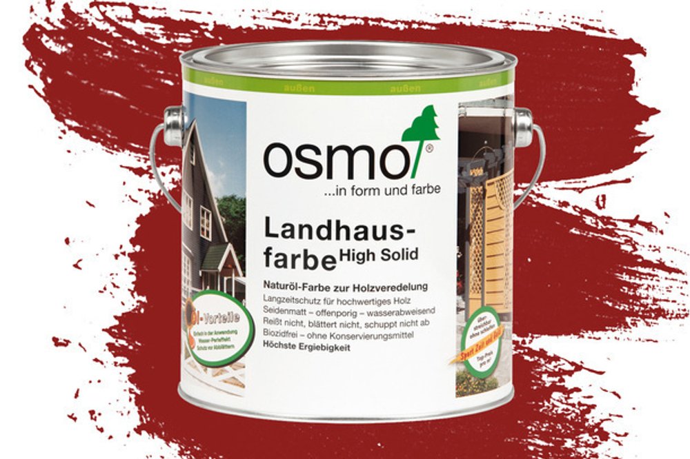 Непрозрачная краска для наружных работ Osmo 2308 темно-красная 2,5 л Landhausfarbe Osmo-2308-2.5 11400031
