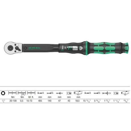 Динамометрический ключ Click-Torque C 2 с трещоткой и реверсом 075621 WERA WE-075621