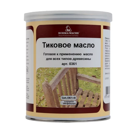 Масло тиковое (тара 1 л) цвет 927 (лиственница) для внутренних и наружных работ Borma EN0361-LS927