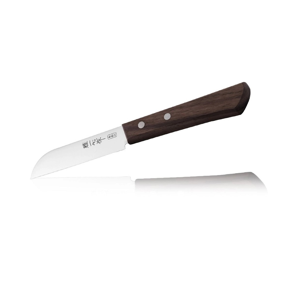 Нож японский Кухонный Поварской овощной Kanetsugu Special Offer, длина лезвия 90 мм, сталь AUS-8 / SUS410, 3 слоя, рукоять розовое дерево, заточка 5000 Tojiro 2000