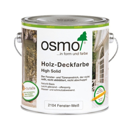 Белая краска для окон и дверей Osmo 2104 непрозрачная 0,75 л HOLZ-DECKFARBE для наружных работ Osmo-2104-0,75 11200002
