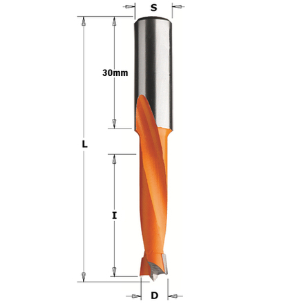 Сверло HW для присадочного станка 8 x 35 x 70 Z2 плюс 2 S 10 x 30 LH CMT 311.080.12