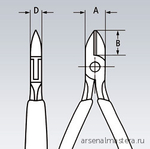 Кусачки боковые для электроники ESD 115 мм (БОКОРЕЗЫ) острая головка, 2-комп антистатические ручки 77 32 115 ESD KNIPEX KN-7732115ESD