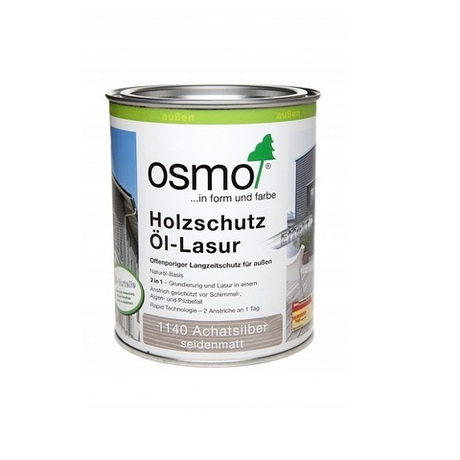 Защитное масло-лазурь для древесины с эффектом серебра Osmo 1140 Агат серебро 0,22 л Holzschutz Ol-Lasur Effekt для наружных работ Osmo-1140-0,22 12100229_2