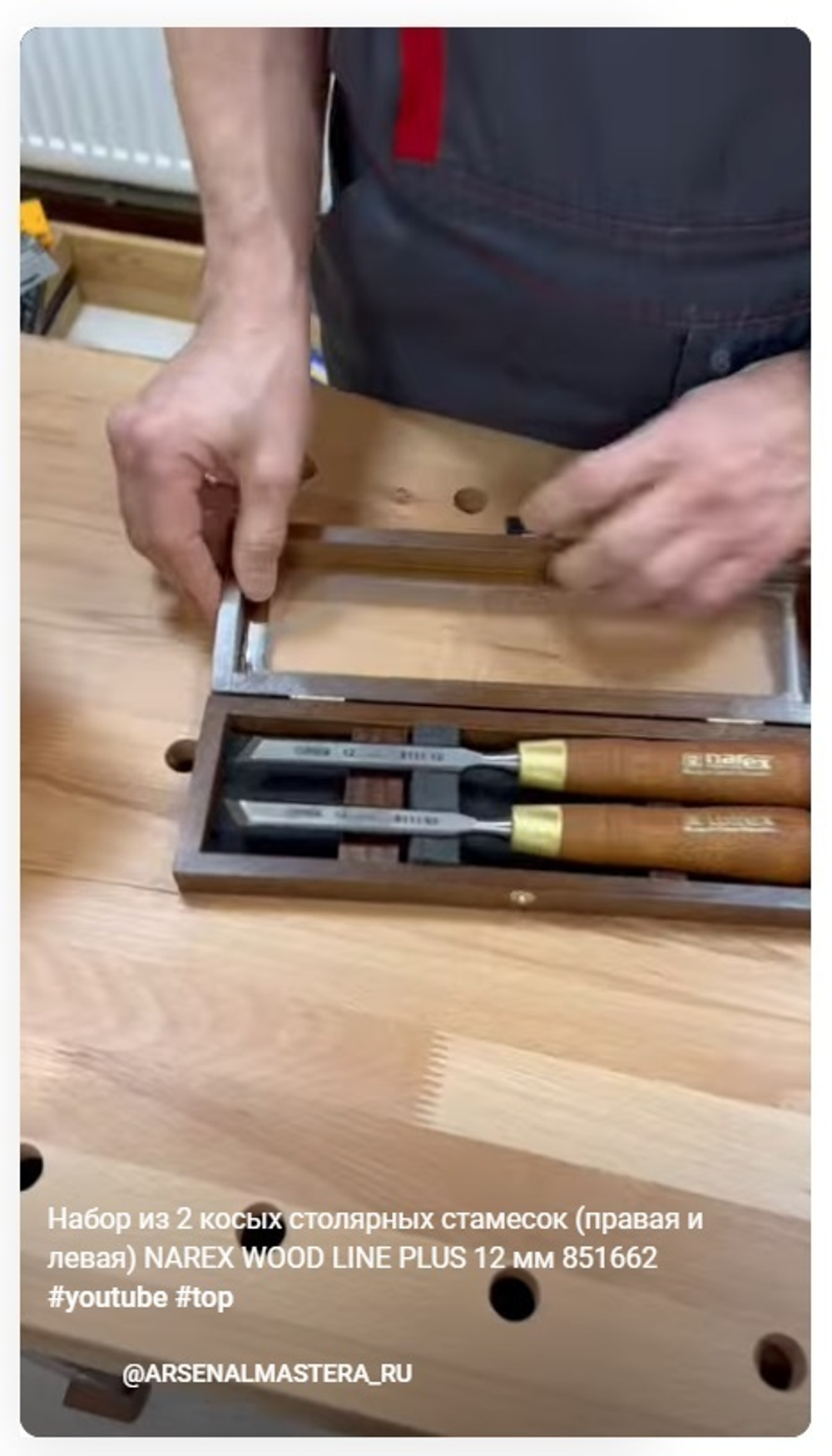 ХИТ! Набор из 2 косых столярных стамесок 12 мм (правая и левая) NAREX WOOD LINE PLUS 851662