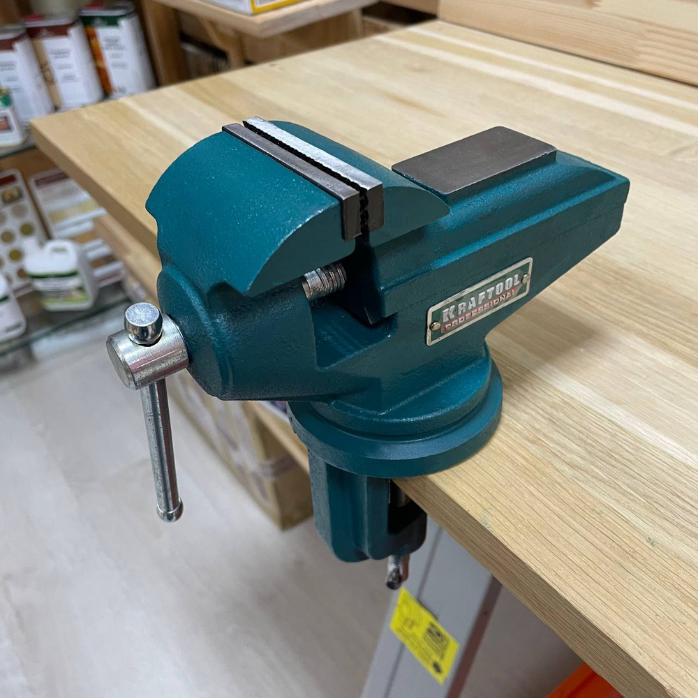 Тиски стальные настольные прецизионные на струбцине для точных работ Mini, ширина губок 65 мм, рабочий ход 90 мм KRAFTOOL 32713-75
