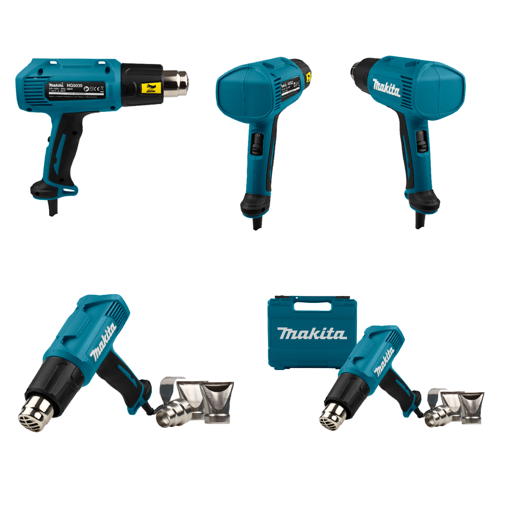 Новинка! Строительный фен Термопистолет сетевой Makita 1,6 кВт, 2 настройки температуры 350/500 °С и 2 скорости воздушного потока 300/500 л/мин в кейсе HG5030K