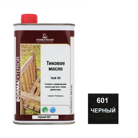 Новинка! Масло тиковое Borma Teak Oil 500 мл цвет 601 черный, для всех типов деревянных поверхностей, для внутренних и наружных работ 0360-DS601