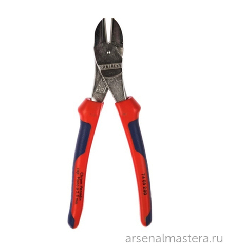 Бокорезы особо мощные 200 мм (Кусачки боковые) хром, 2-комп ручки KNIPEX KN-7405200