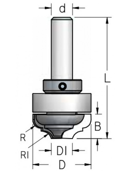 Фреза врезная профильная с подшипником 35 x 14 x 66 x 12 R5.5 WPW DM35002