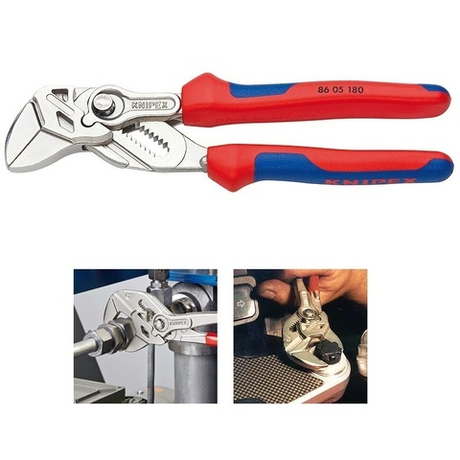 Клещи переставные - гаечный ключ 180 мм, зев 40 мм, хром, 2-комп ручки, SB KNIPEX KN-8605180SB