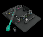 Новинка! Набор 16 предметов Трещотка WERA 8100 SB 12 Zyklop Comfort, переключатель реверса, 3/8", метрические размеры, в сумке - футляре WE-005530