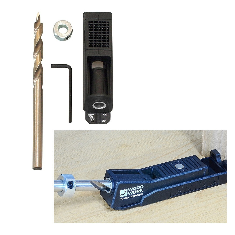ХИТ! Кондуктор на 1 гильзу для соединений под углом Pocket-Hole Woodwork PHJ-01