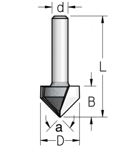 Фреза канавочная V-образная 19 x 16 x 54 x 12 Угол 90гр WPW V901902