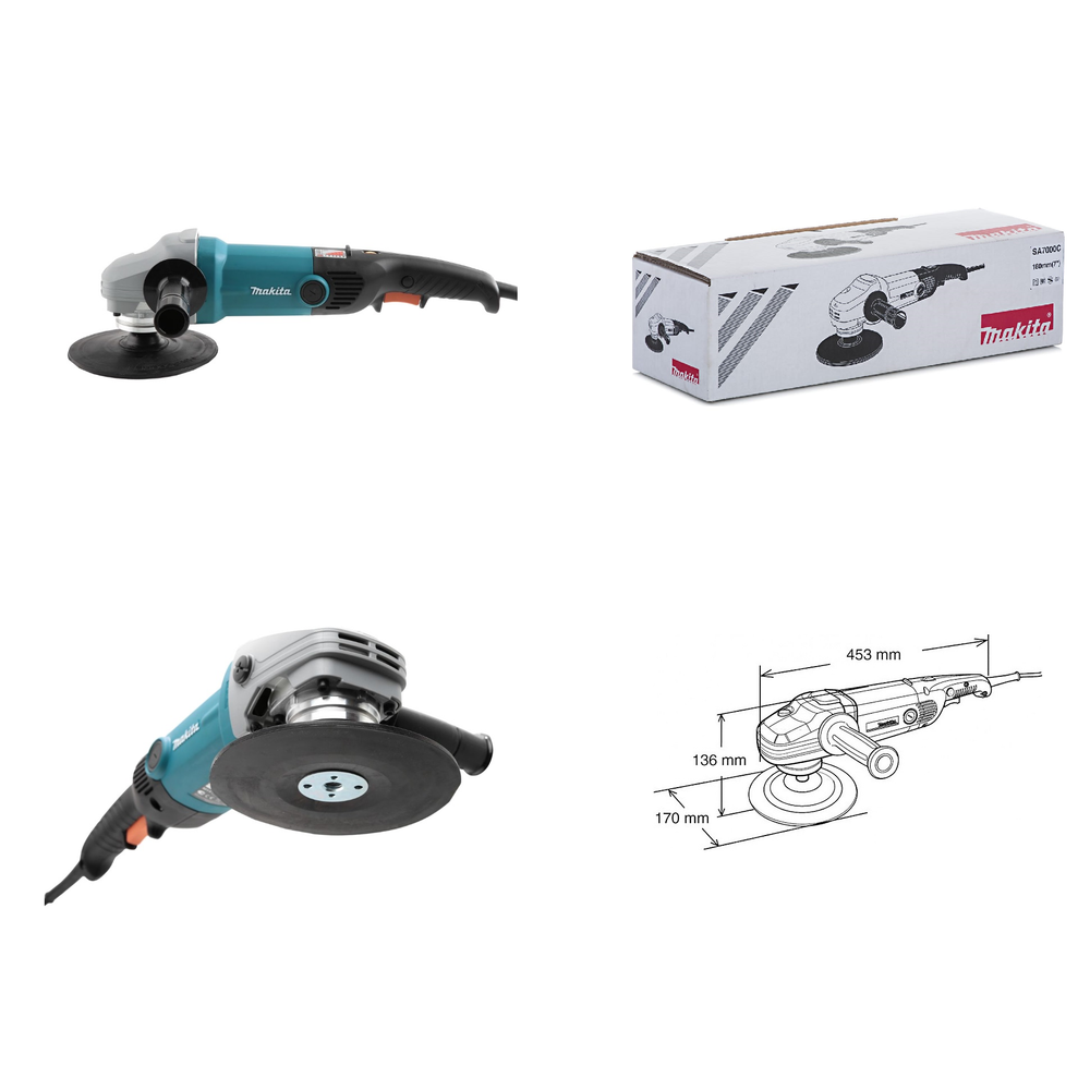 Новинка! Угловая шлифмашина УШМ, Шлифовальная, Полировальная электрическая (сетевая) Makita SA 7000 , 220В, 1,6 кВт, диск 180 мм, Электронный контроль скорости SA7000C
