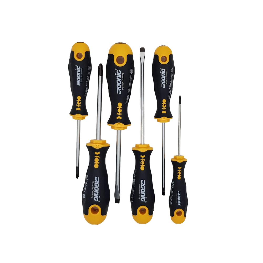 Новинка! Набор отверток 6 шт. Felo Ergonic SL3.0-4.0-5.5-6.5, PH1-2 в кейсе 40020636