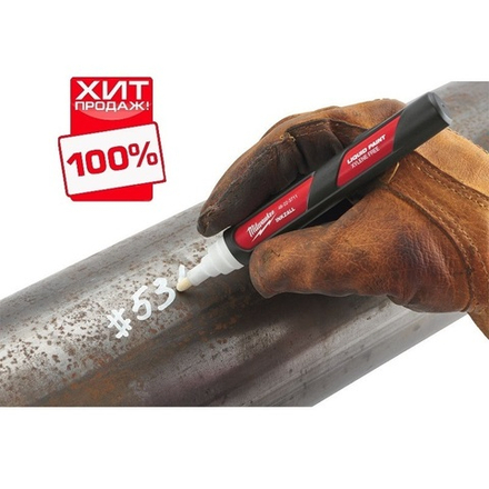 ХИТ! Маркер строительный белый 1 шт на основе жидкой краски White-LP Milwaukee 48223711