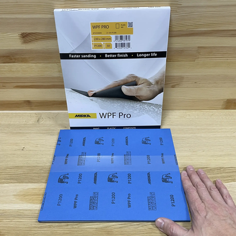 Новинка 2026! Комплект 50 шт Водостойкая шлифовальная бумага MIRKA WPF PRO 230 x 280 мм P1200, для ручного шлифования пластиков, композитов, ЛКМ 2P10105093