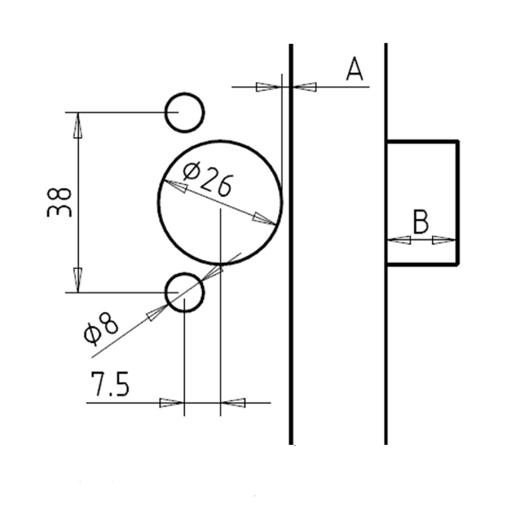 Приспособление для врезания петель, Редуктор под малые петли (small hinges) 38/7,5 CMT 333-3875