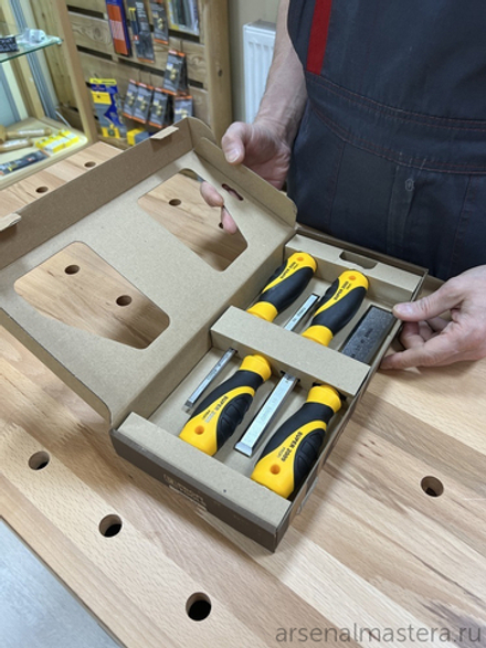 ХИТ! Набор столярных плоских стамесок 4 шт с ручкой Narex SUPER 2009 LINE PROFI 8, 10, 16, 32 мм в картонной коробке 860601