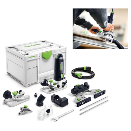 Новинка! Модульный кромочный фрезер FESTOOL MFK 700 EQ-Set 720 В с Упором боковым и кожухом пылесборником, oпорной пластиной, систейнер 578059