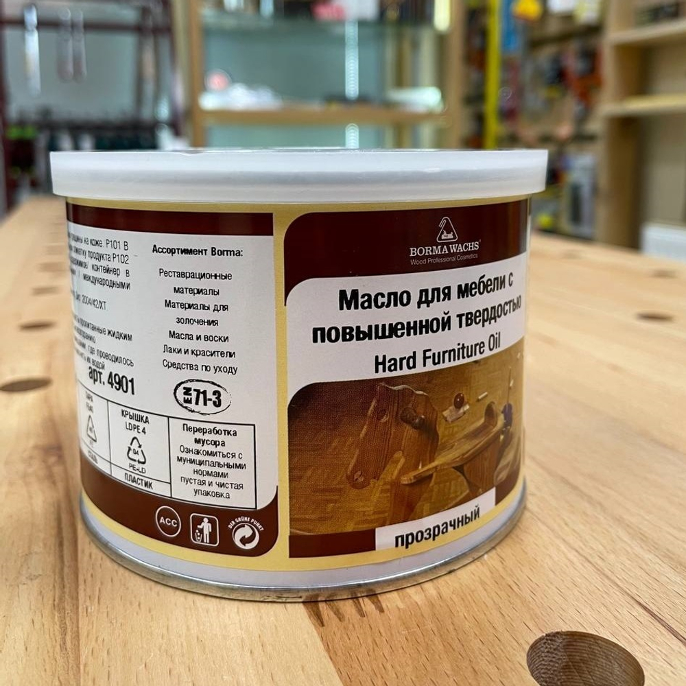 СКИДКИ ХИТ! Масло для мебели Hard Furniture Oil Mobiloil с повышенной твердостью 500 мл прозрачный для внутренних работ Borma 4901