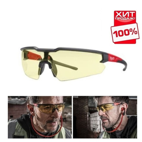 ХИТ! Очки защитные простые улучшенные прозрачные желтые MILWAUKEE 4932478927