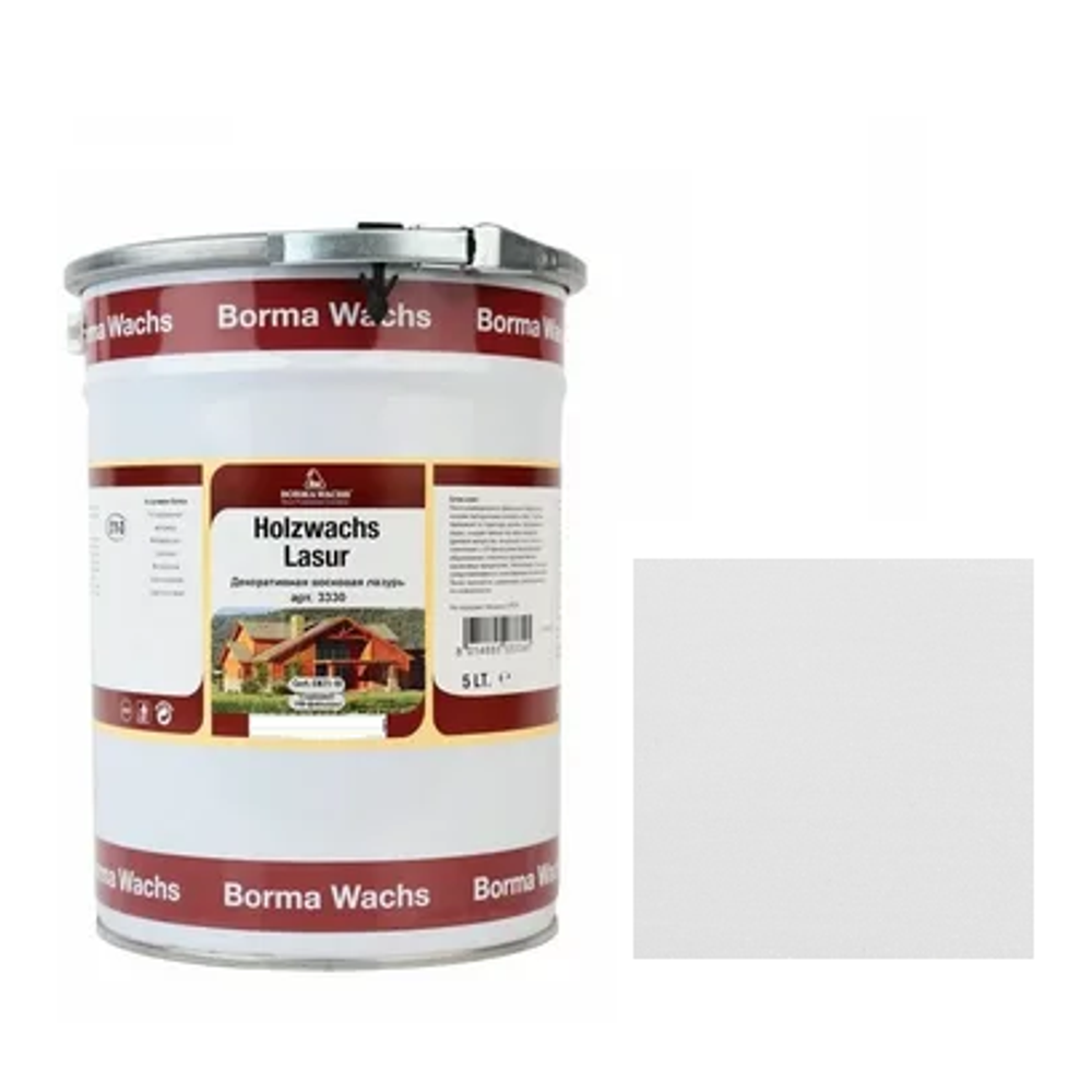 ЧЕРНАЯ ПЯТНИЦА! Декоративная ВОСКОВАЯ лазурь / Масло для фасадов Borma Holzwachs Lasur 5 л цвет 102 Холодный серый для наружных и внутренних работ R3330-4