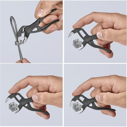 ХИТ! Клещи переставные 100 мм Cobra XS зев 28 мм, фосфатированные, самые маленькие в мире в блистере BK KNIPEX KN-8700100BK