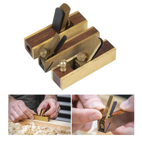 Новинка! Набор латунных мини - рубанков 3 шт. GARVIN Micro Mini Block Plane торцовочный рубанок 75 / 20 мм, торцовочный рубанок с укороченным носиком 75 / 12 мм, циклевочный рубанок 72 / 12,5 мм HEPHA SWP-0176