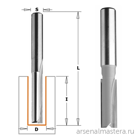 Фреза пазовая прямая S12 D12 I70 L110 CMT 912.1270