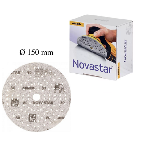 Комплект 100 шт Премиальный шлифабразив на прочной пленочной основе Novastar 150 мм 121 отверстий Р 600 Mirka FG6CH09961