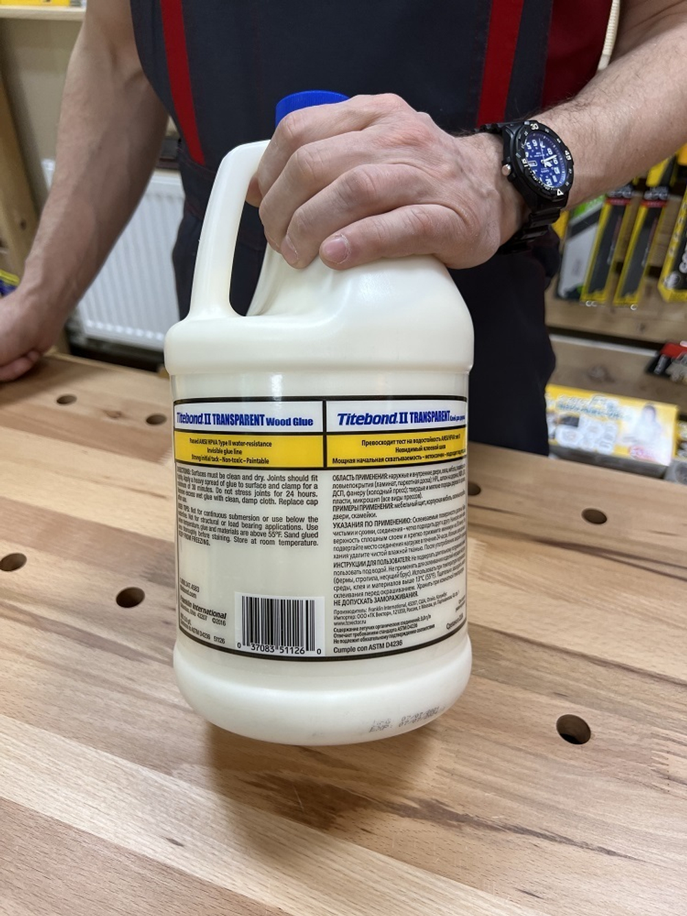 ХИТ! Клей столярный влагостойкий прозрачный Titebond II Transparent Premium Wood Glue 1126 прозрачный  3,8 л TB1126
