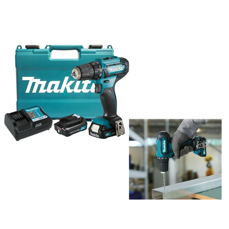 Новинка! КОМПЛЕКТ: Аккумуляторная дрель - шуруповерт Makita СХТ 12В, Два аккумулятора 2 Ач, Зарядное устройство, кейс DF333DWAE