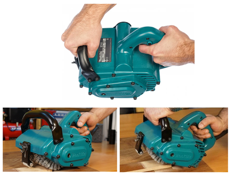 Щеточная шлифмашина сетевая Makita 0,86 кВт 220В c щеткой шириной 120 мм для шлифования, структурирования / браширования и очистки 9741