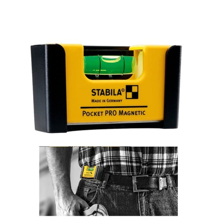 ВЕСЕННЯЯ РАСПРОДАЖА! Уровень профессиональный пузырьковый STABILA Pocket Pro Magnetic с чехлом на пояс 17953