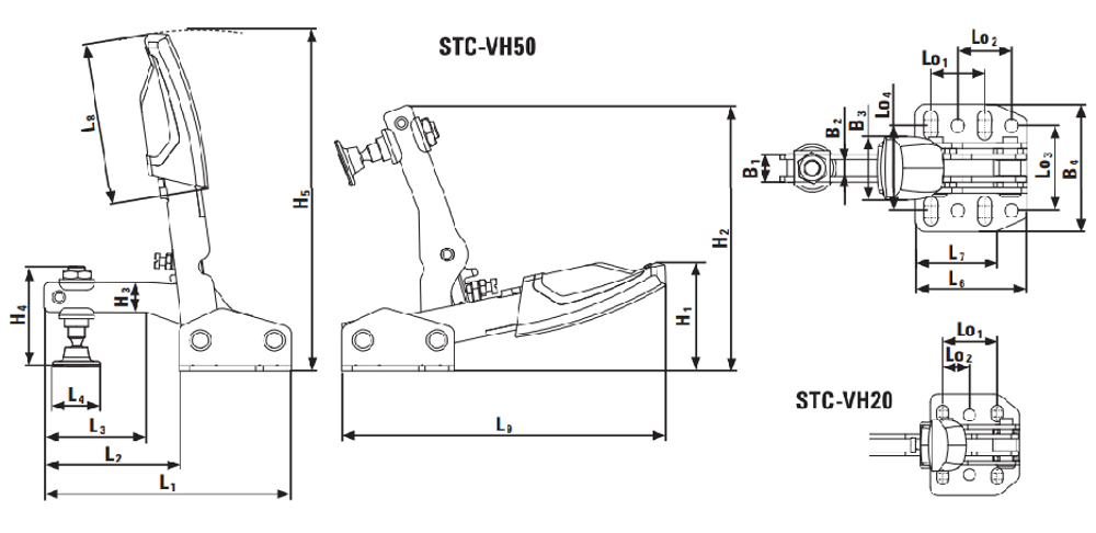 Вертикальный зажим с горизонтальным основанием STC-VH BESSEY BE-STC-VH50 с усилием 250 кг