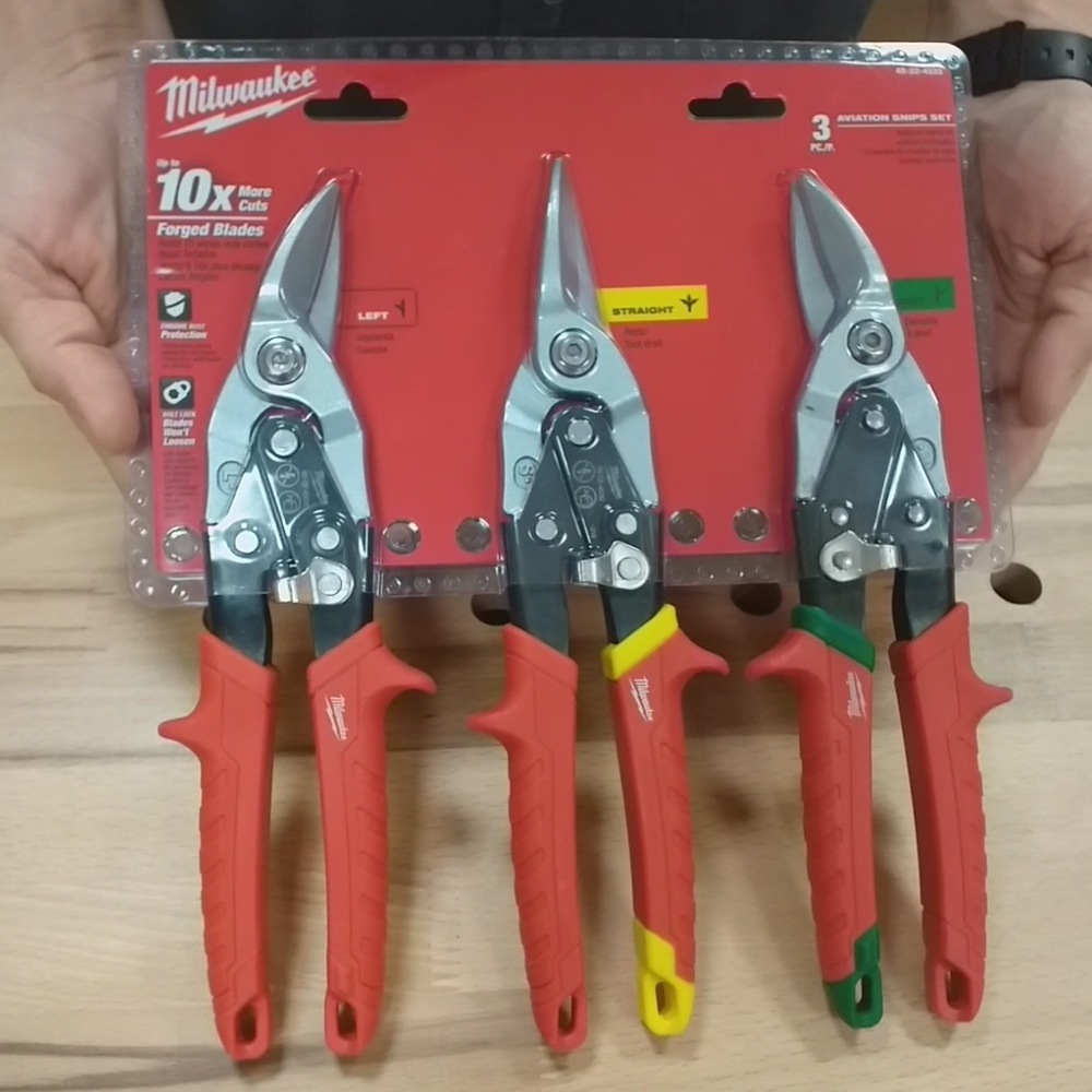 ХИТ! Набор ножниц 3 шт по металлу (45° Левый, Прямой и 45° Правый резы) METAL SNIPS SET - 3 PCS MILWAUKEE 48224533