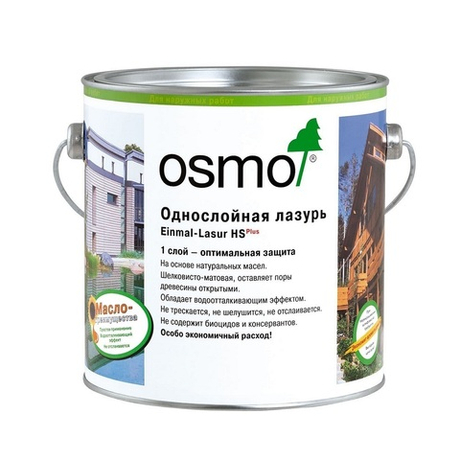 Новинка! Однослойная лазурь OSMO Einmal-Lasur HS Plus 9211 Белая ель 2,5 л для древесины для наружных, внутренних работ 11101065