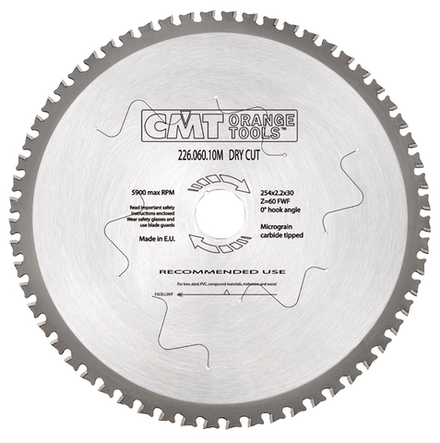 Пила (диск) по стали 254 x 30 x 2,2 / 1,8 0 гр 8 гр FWF Z60 CMT 226.060.10M