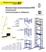Новинка! Вышка тура профессиональная алюминиевая ALUMET серия ВТ6, БАЗА с площадкой, длина 1,6 м, ширина 0,6 м ВТ61606020