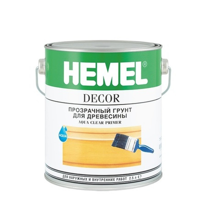 Прозрачный грунт Aqua Clear Primer Бесцветный 2,5 л для внутреннего и наружного применения. Грунтовка на водной основе под последующее нанесение лессирующих ЛКМ 1010H HEMEL 22332
